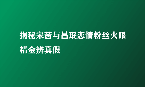 揭秘宋茜与昌珉恋情粉丝火眼精金辨真假