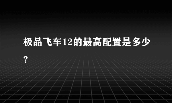 极品飞车12的最高配置是多少？