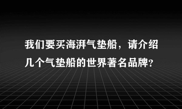 我们要买海湃气垫船，请介绍几个气垫船的世界著名品牌？