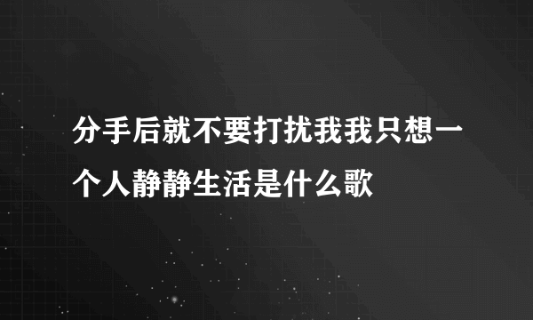 分手后就不要打扰我我只想一个人静静生活是什么歌