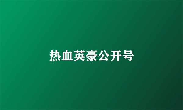 热血英豪公开号