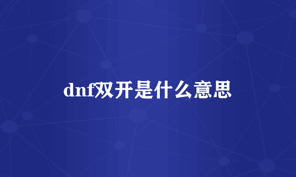 dnf双开是什么意思