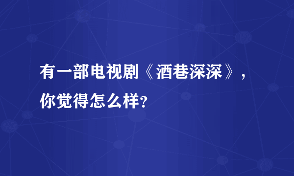 有一部电视剧《酒巷深深》，你觉得怎么样？