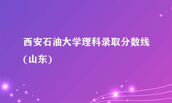 西安石油大学理科录取分数线(山东)