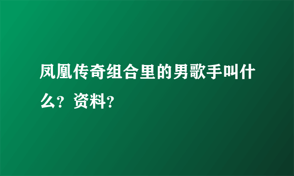 凤凰传奇组合里的男歌手叫什么？资料？