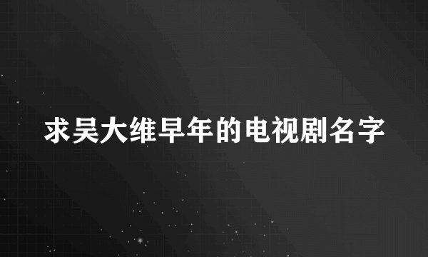 求吴大维早年的电视剧名字