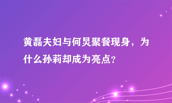 黄磊夫妇与何炅聚餐现身，为什么孙莉却成为亮点？