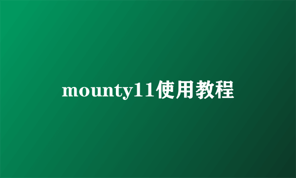 mounty11使用教程