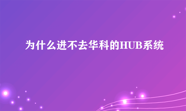 为什么进不去华科的HUB系统