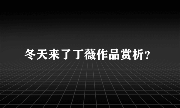 冬天来了丁薇作品赏析？