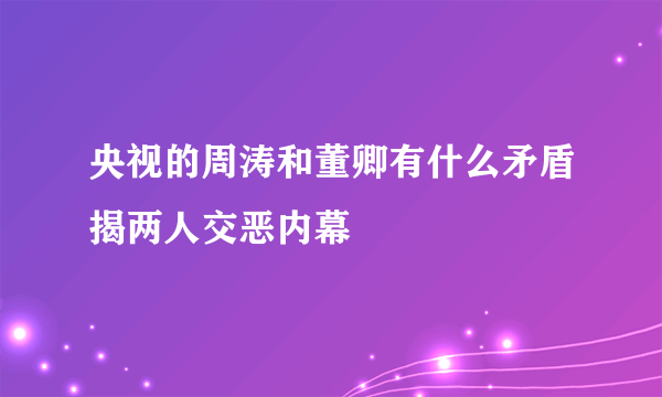 央视的周涛和董卿有什么矛盾揭两人交恶内幕