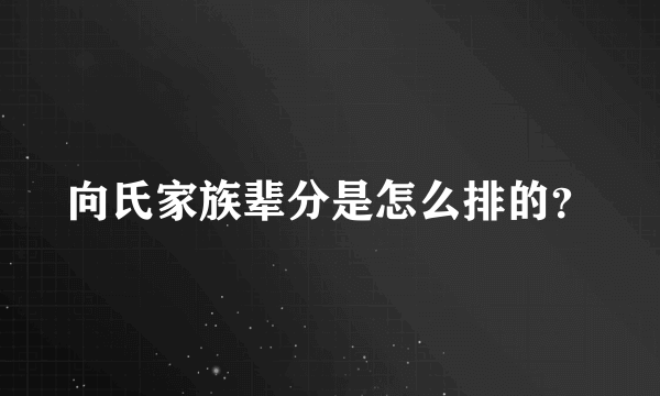 向氏家族辈分是怎么排的？