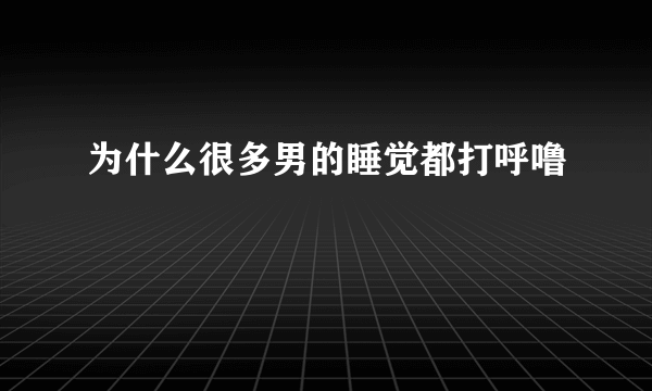 为什么很多男的睡觉都打呼噜