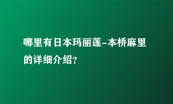 哪里有日本玛丽莲-本桥麻里的详细介绍？