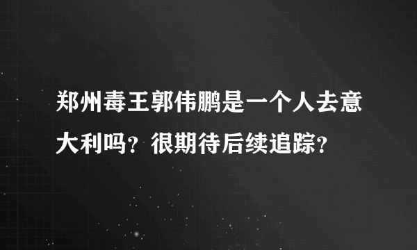 郑州毒王郭伟鹏是一个人去意大利吗？很期待后续追踪？