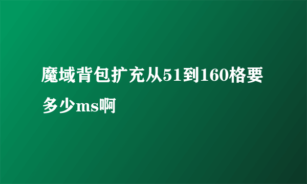 魔域背包扩充从51到160格要多少ms啊