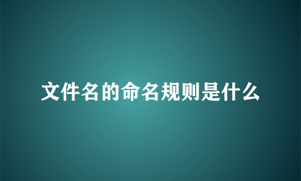 文件名的命名规则是什么