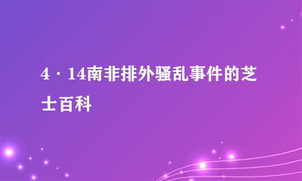 4·14南非排外骚乱事件的芝士百科