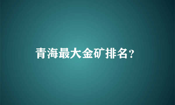 青海最大金矿排名？