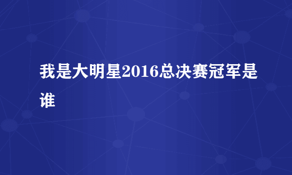 我是大明星2016总决赛冠军是谁