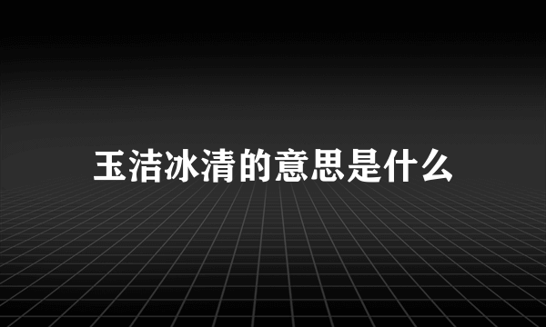 玉洁冰清的意思是什么