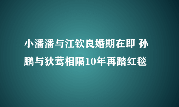 小潘潘与江钦良婚期在即 孙鹏与狄莺相隔10年再踏红毯