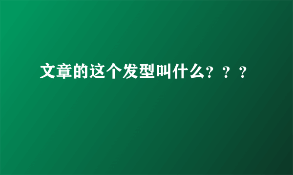 文章的这个发型叫什么？？？