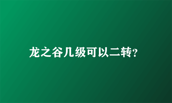 龙之谷几级可以二转？