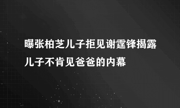 曝张柏芝儿子拒见谢霆锋揭露儿子不肯见爸爸的内幕