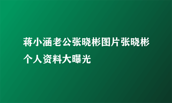 蒋小涵老公张晓彬图片张晓彬个人资料大曝光