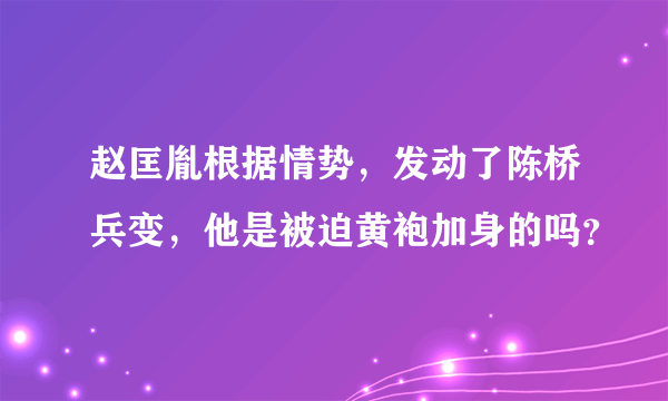 赵匡胤根据情势，发动了陈桥兵变，他是被迫黄袍加身的吗？