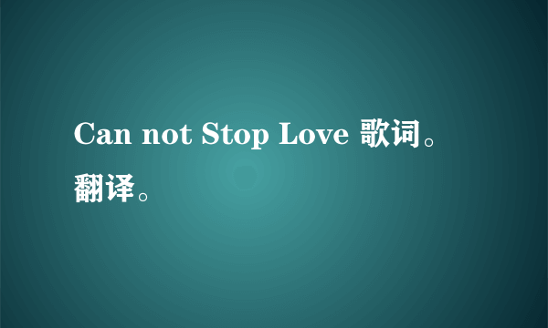 Can not Stop Love 歌词。翻译。