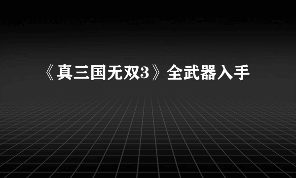 《真三国无双3》全武器入手