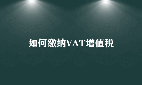 如何缴纳VAT增值税