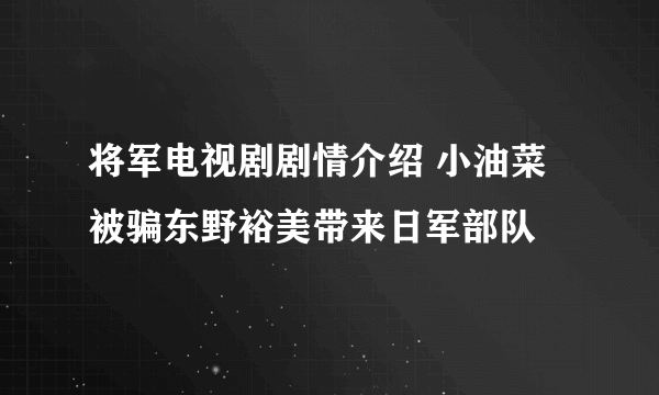 将军电视剧剧情介绍 小油菜被骗东野裕美带来日军部队