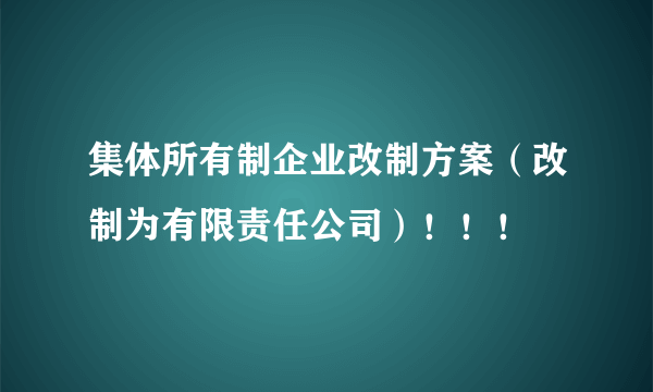 集体所有制企业改制方案（改制为有限责任公司）！！！