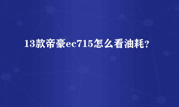 13款帝豪ec715怎么看油耗？