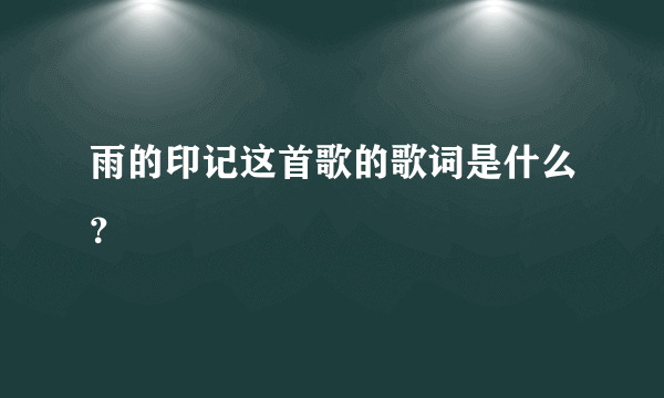 雨的印记这首歌的歌词是什么？