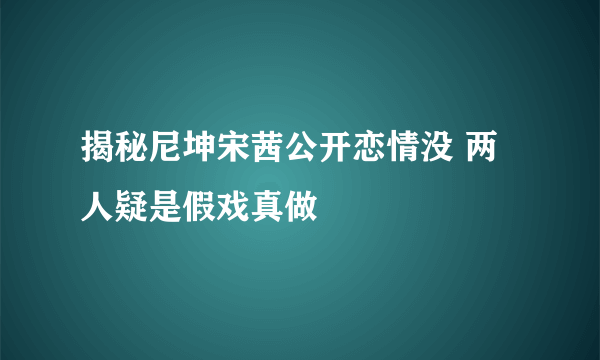 揭秘尼坤宋茜公开恋情没 两人疑是假戏真做