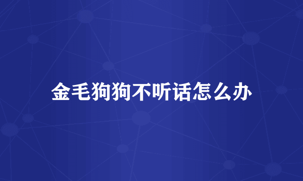 金毛狗狗不听话怎么办