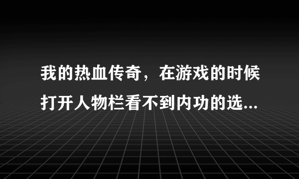 我的热血传奇，在游戏的时候打开人物栏看不到内功的选项，下载什么补丁?