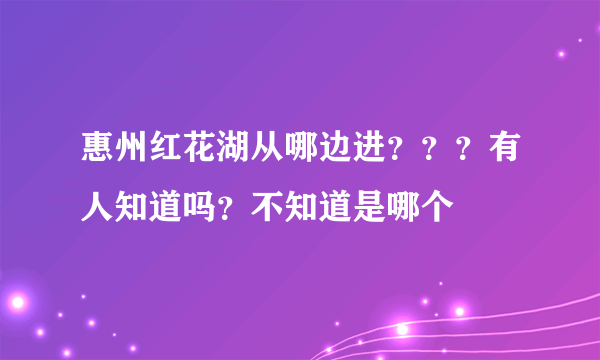 惠州红花湖从哪边进？？？有人知道吗？不知道是哪个