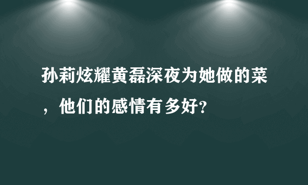 孙莉炫耀黄磊深夜为她做的菜，他们的感情有多好？