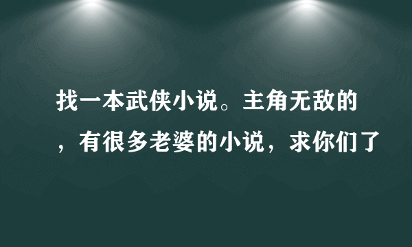 找一本武侠小说。主角无敌的，有很多老婆的小说，求你们了