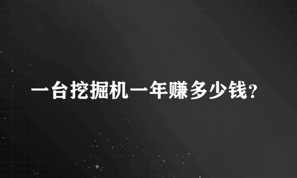 一台挖掘机一年赚多少钱？