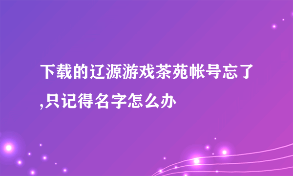 下载的辽源游戏茶苑帐号忘了,只记得名字怎么办