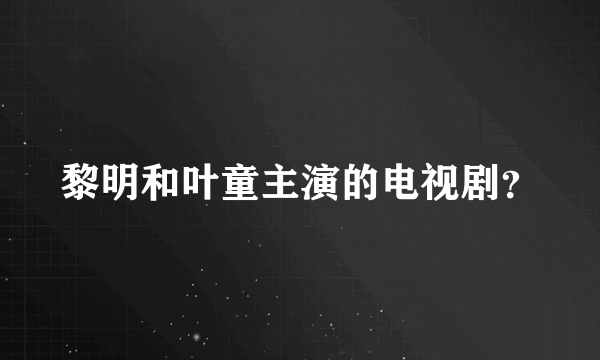 黎明和叶童主演的电视剧？