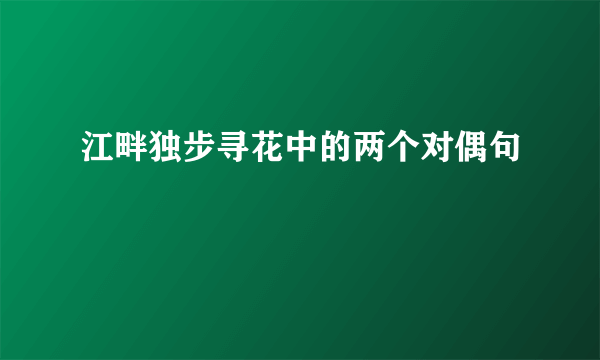 江畔独步寻花中的两个对偶句