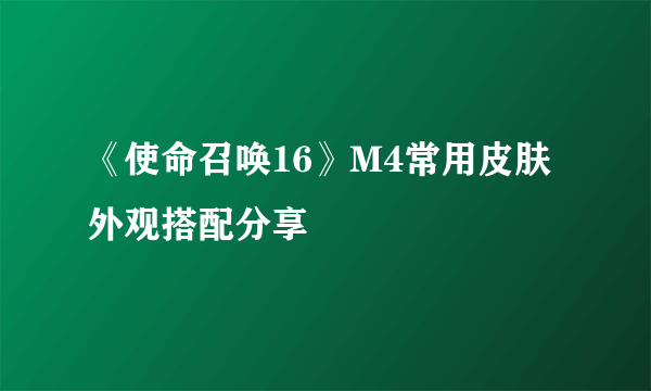 《使命召唤16》M4常用皮肤外观搭配分享