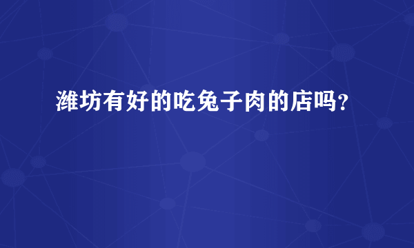 潍坊有好的吃兔子肉的店吗？